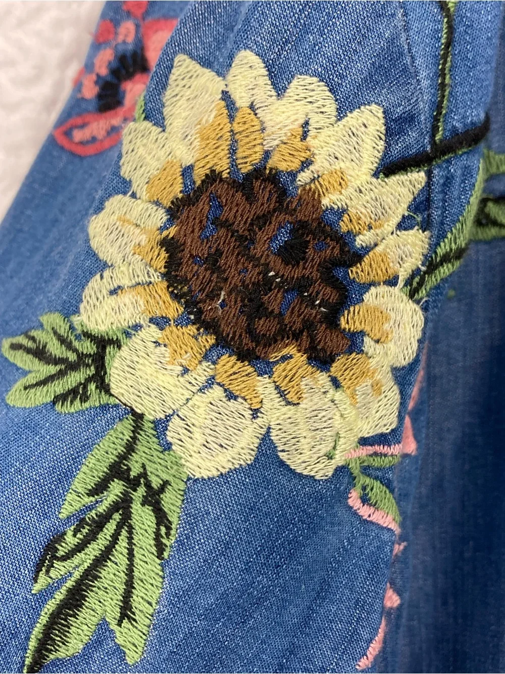 Style & Co. Women’s Floral Embroidered Chambray Lagenlook Kimono sz XXL